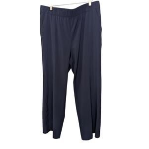T by Talbots Pull On Wide Leg Lightweight Flowy Navy Blue Pants Womens Size XL